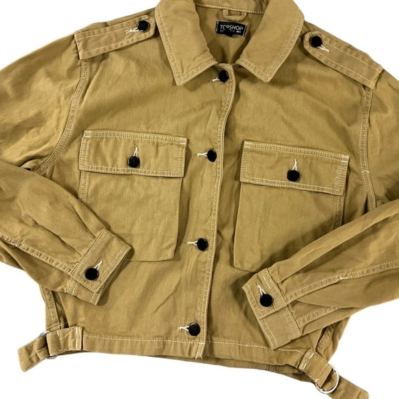 Topshop Cropped Jacket Mustard Yellow - Picture 2 of 10